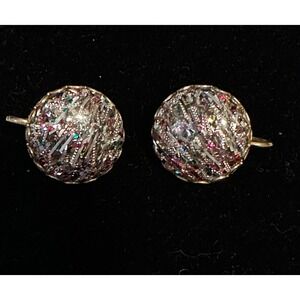 1950s Lucite Confetti Clip On Earrings